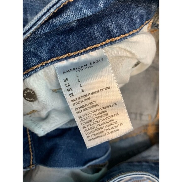 American Eagle Shorts Womens 4 High Rise Distressed Whiskered Stretch Denim - Picture 7 of 8